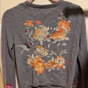 Johnny Was Cashmere Gray Button-Up Cardigan